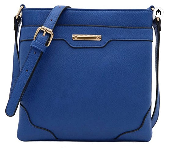 Medium Size Solid Modern Classic Crossbody Bag with Gold Plate